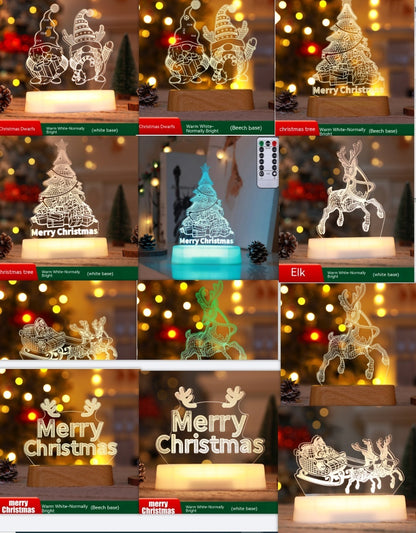 Christmas Decoration 3D Lamp Acrylic LED Night Lights New Year