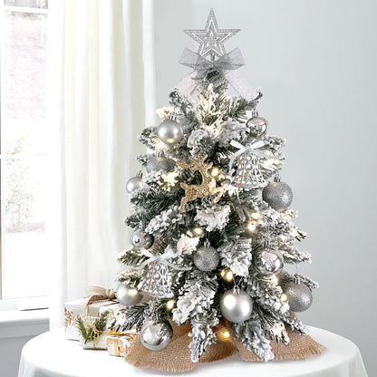 2ft Mini Christmas Tree With Light Artificial Small Tabletop Christmas Decoration With Flocked Snow